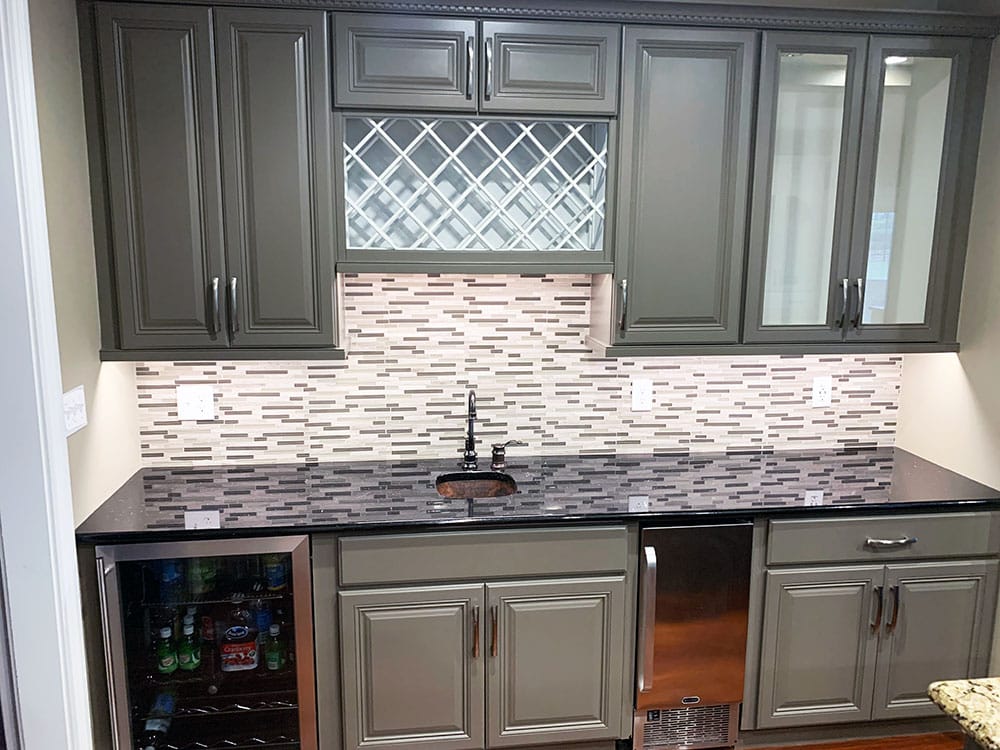Oak Kitchen Cabinets Refinished to Equestrian Grey